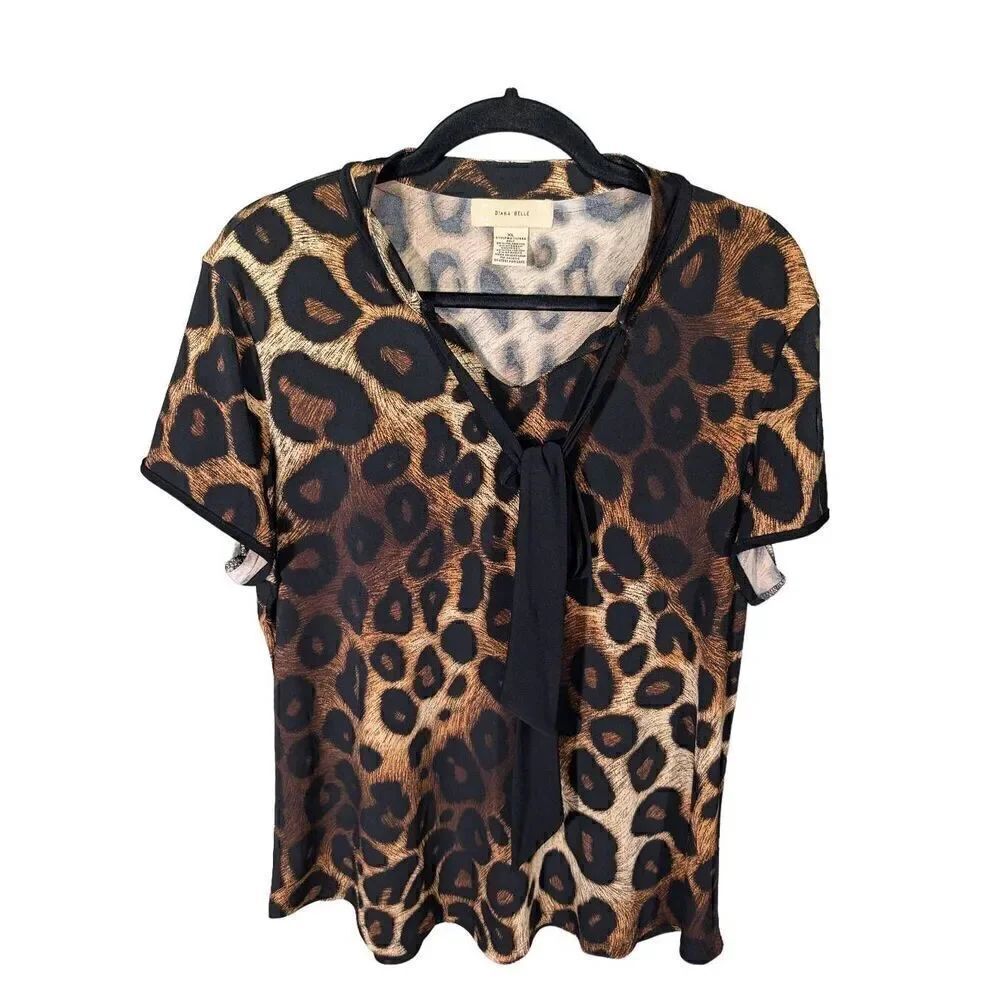 Diana Bell Leopard/Animal Print Shirt Size XL